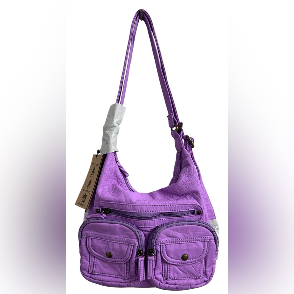 AMPÉRE CREATIONS 3-IN-1 Purple/Pink Vegan Leather Women's Bag ✨NWT✨